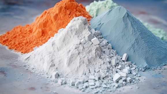 high definition image of raw materials used to make sulfate resisting cement, created with generative ai
