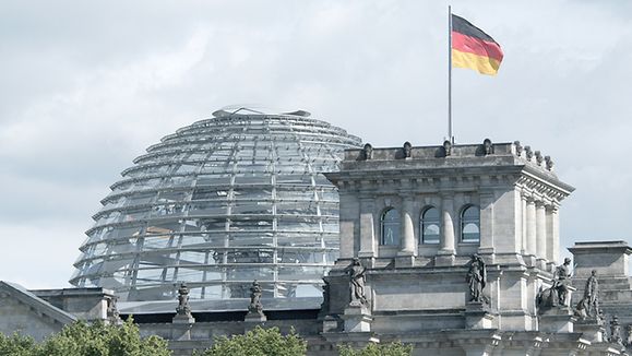 Reichstag Building in Berlin with German Flag